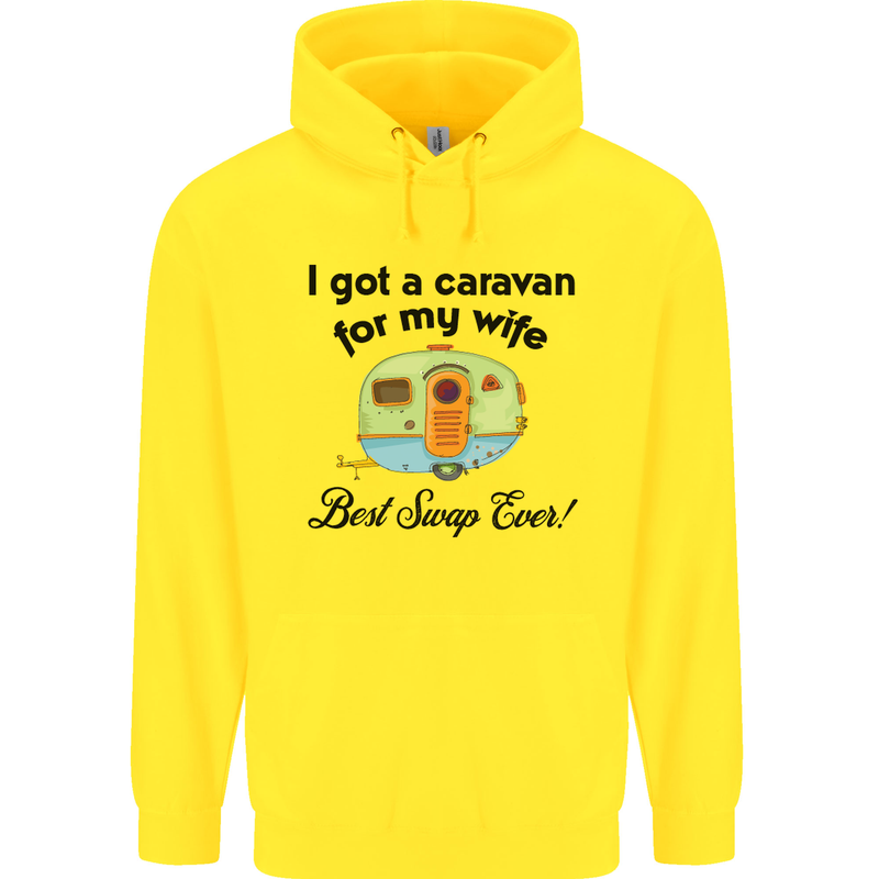 A Caravan for My Wife Caravanning Funny Childrens Kids Hoodie Yellow