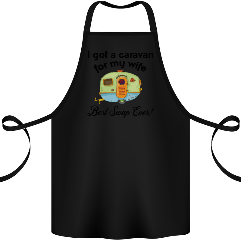 A Caravan for My Wife Caravanning Funny Cotton Apron 100% Organic Black