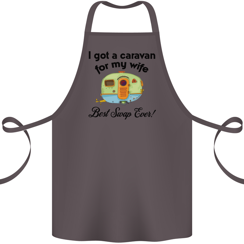 A Caravan for My Wife Caravanning Funny Cotton Apron 100% Organic Dark Grey