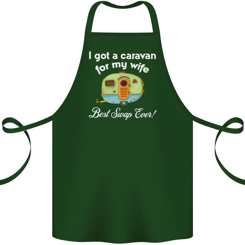 A Caravan for My Wife Caravanning Funny Cotton Apron 100% Organic Forest Green