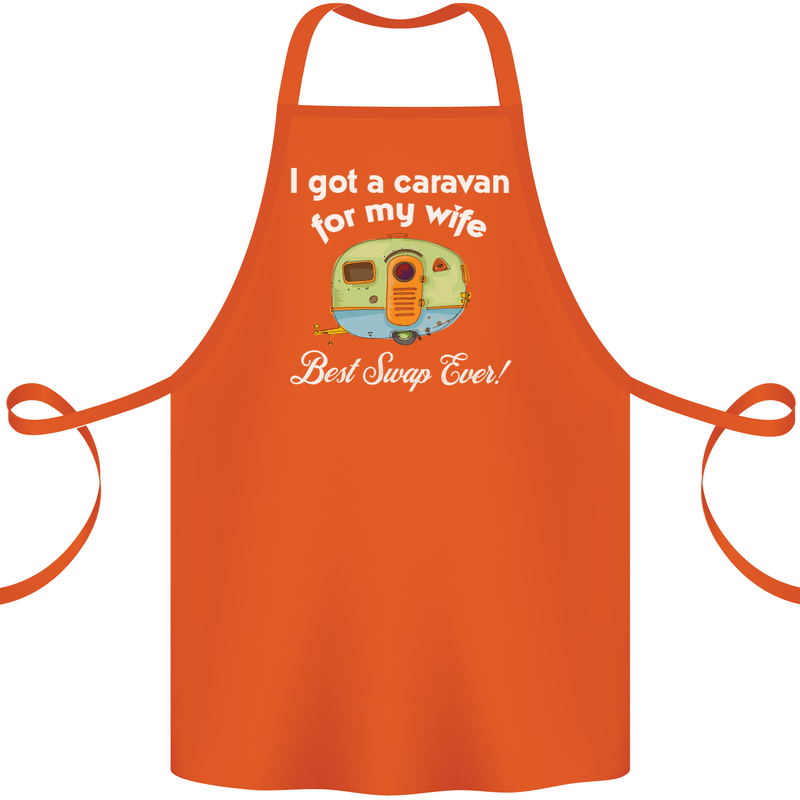 A Caravan for My Wife Caravanning Funny Cotton Apron 100% Organic Orange