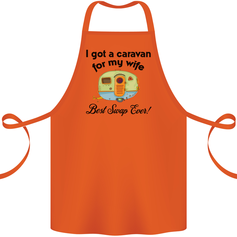 A Caravan for My Wife Caravanning Funny Cotton Apron 100% Organic Orange