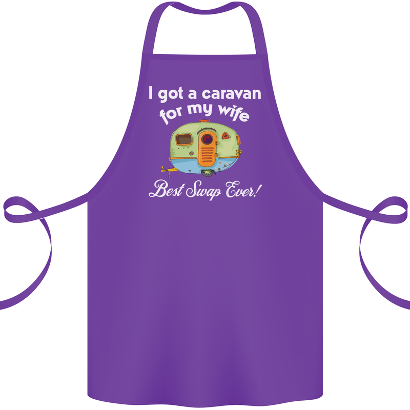 A Caravan for My Wife Caravanning Funny Cotton Apron 100% Organic Purple
