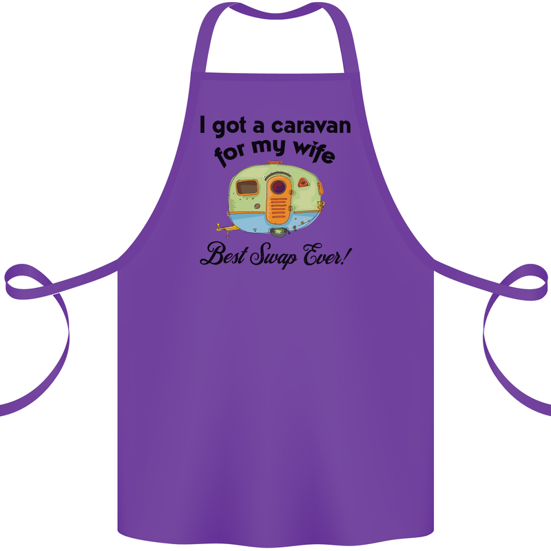 A Caravan for My Wife Caravanning Funny Cotton Apron 100% Organic Purple