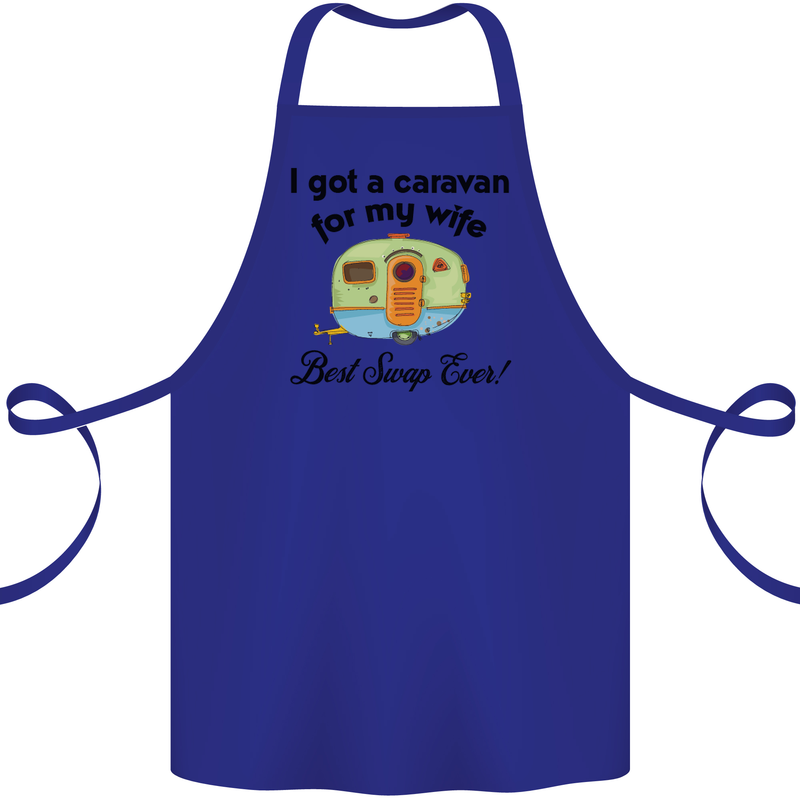 A Caravan for My Wife Caravanning Funny Cotton Apron 100% Organic Royal Blue