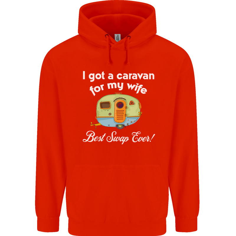 A Caravan for My Wife Caravanning Funny Mens 80% Cotton Hoodie Bright Red