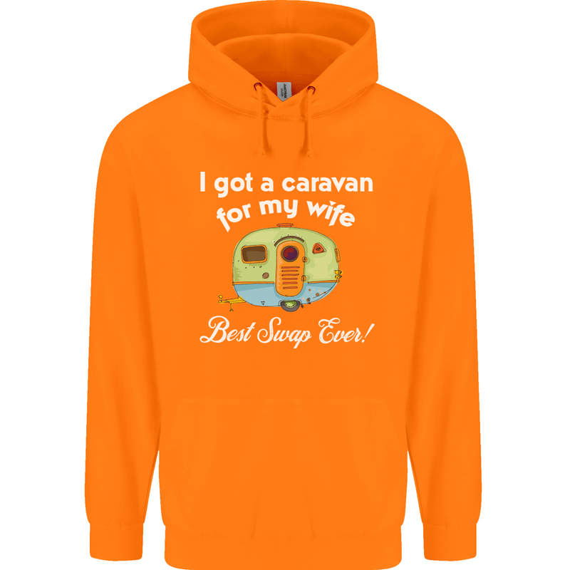 A Caravan for My Wife Caravanning Funny Mens 80% Cotton Hoodie Orange