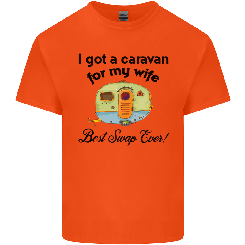 A Caravan for My Wife Caravanning Funny Mens Cotton T-Shirt Tee Top Orange