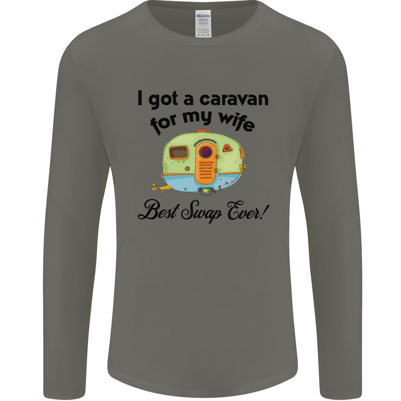 A Caravan for My Wife Caravanning Funny Mens Long Sleeve T-Shirt Charcoal