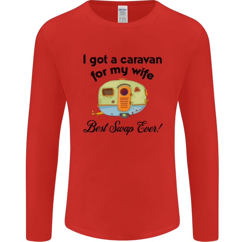 A Caravan for My Wife Caravanning Funny Mens Long Sleeve T-Shirt Red