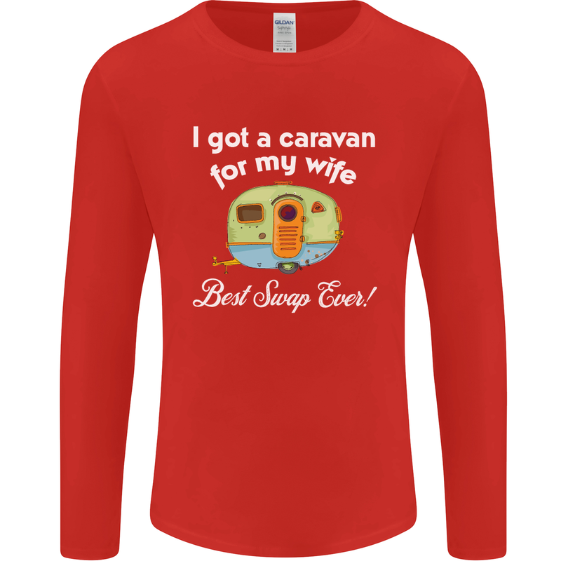 A Caravan for My Wife Caravanning Funny Mens Long Sleeve T-Shirt Red