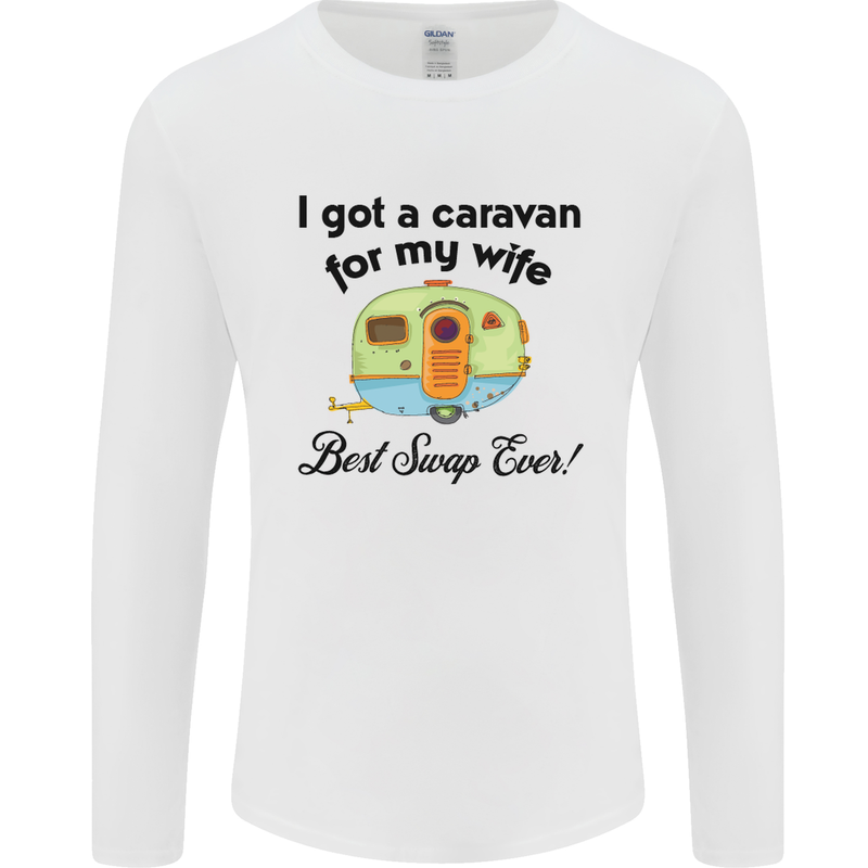 A Caravan for My Wife Caravanning Funny Mens Long Sleeve T-Shirt White