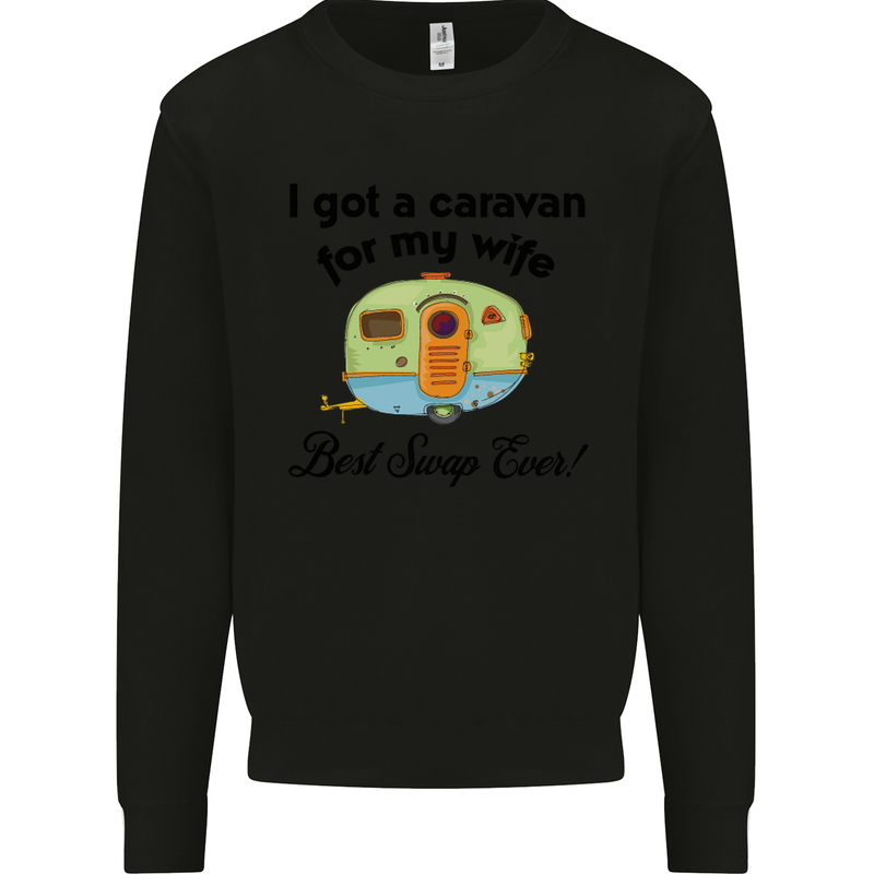 A Caravan for My Wife Caravanning Funny Mens Sweatshirt Jumper Black