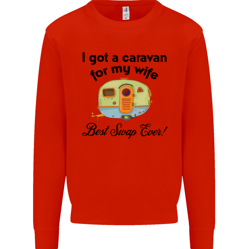 A Caravan for My Wife Caravanning Funny Mens Sweatshirt Jumper Bright Red