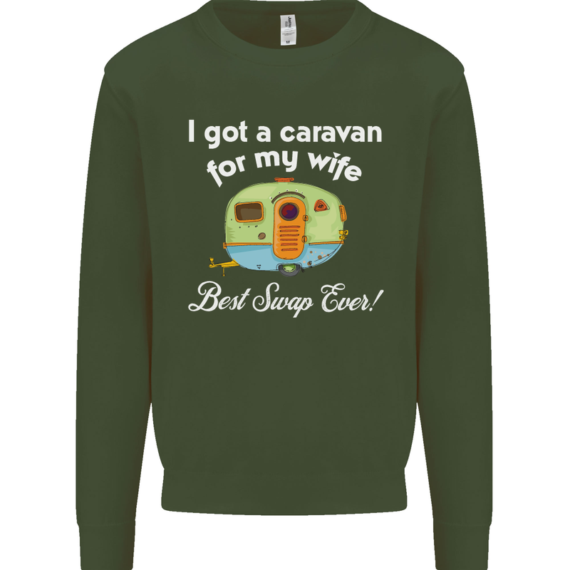 A Caravan for My Wife Caravanning Funny Mens Sweatshirt Jumper Forest Green