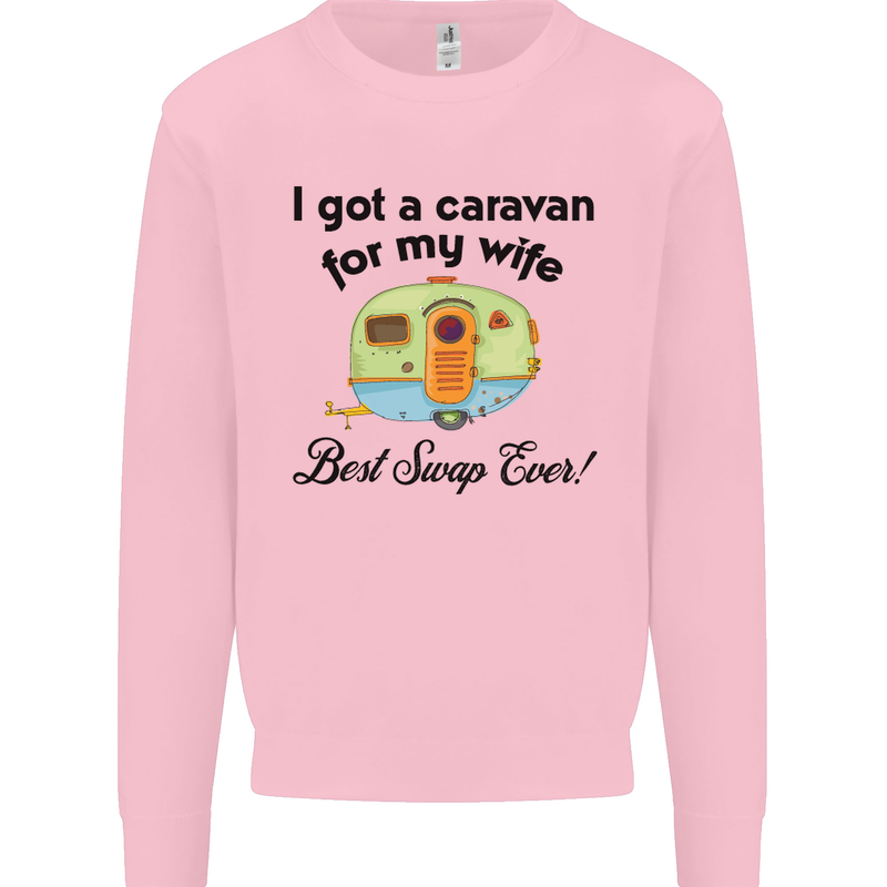 A Caravan for My Wife Caravanning Funny Mens Sweatshirt Jumper Light Pink