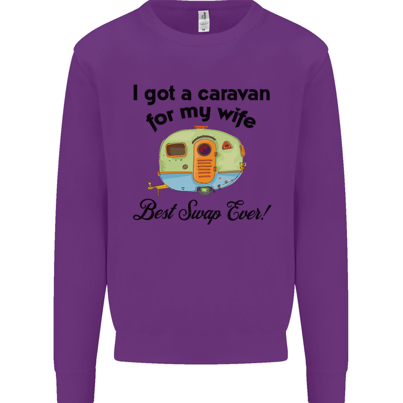 A Caravan for My Wife Caravanning Funny Mens Sweatshirt Jumper Purple