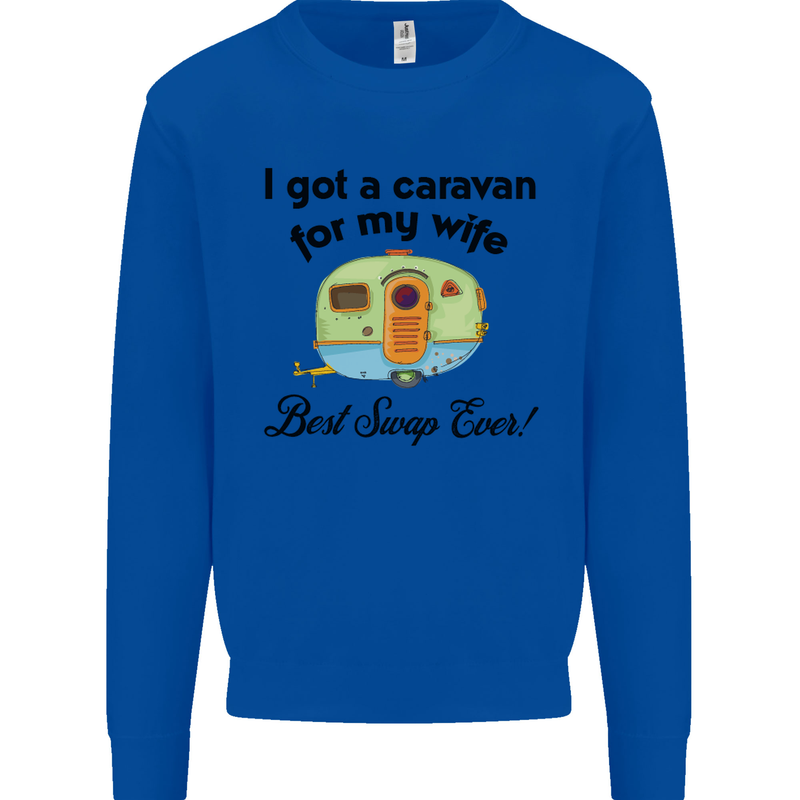 A Caravan for My Wife Caravanning Funny Mens Sweatshirt Jumper Royal Blue