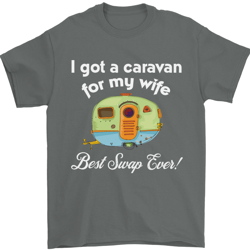 A Caravan for My Wife Caravanning Funny Mens T-Shirt Cotton Gildan Charcoal