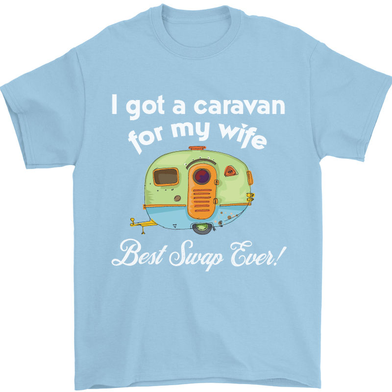 A Caravan for My Wife Caravanning Funny Mens T-Shirt Cotton Gildan Light Blue