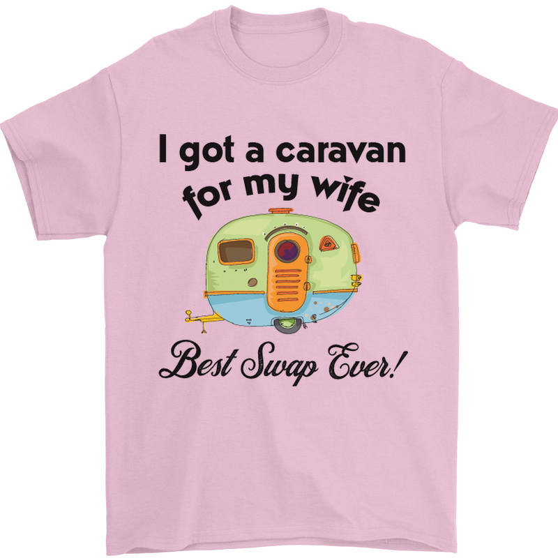 A Caravan for My Wife Caravanning Funny Mens T-Shirt Cotton Gildan Light Pink
