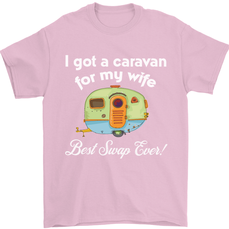 A Caravan for My Wife Caravanning Funny Mens T-Shirt Cotton Gildan Light Pink
