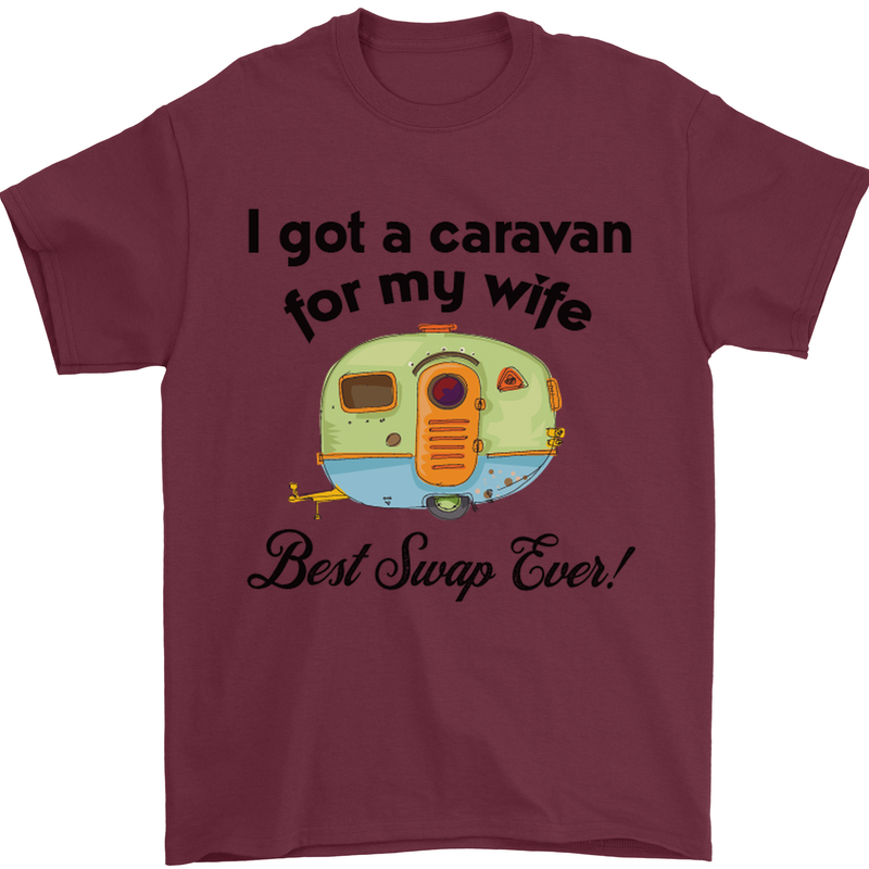 A Caravan for My Wife Caravanning Funny Mens T-Shirt Cotton Gildan Maroon