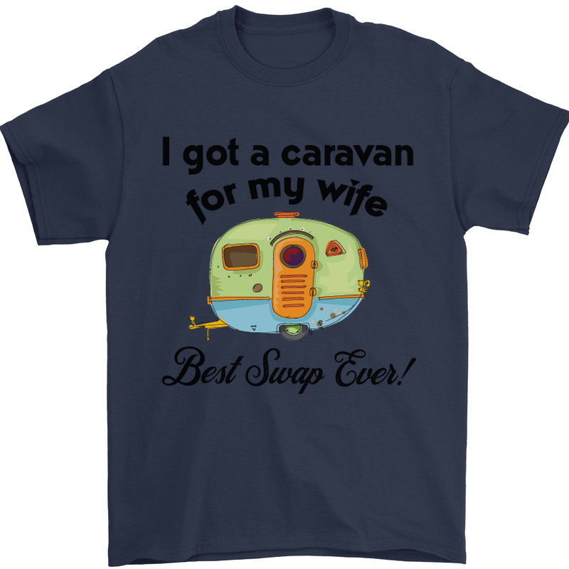 A Caravan for My Wife Caravanning Funny Mens T-Shirt Cotton Gildan Navy Blue