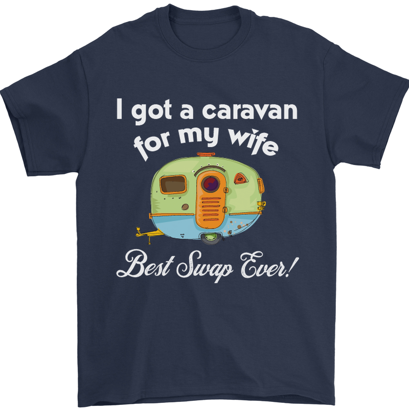 A Caravan for My Wife Caravanning Funny Mens T-Shirt Cotton Gildan Navy Blue