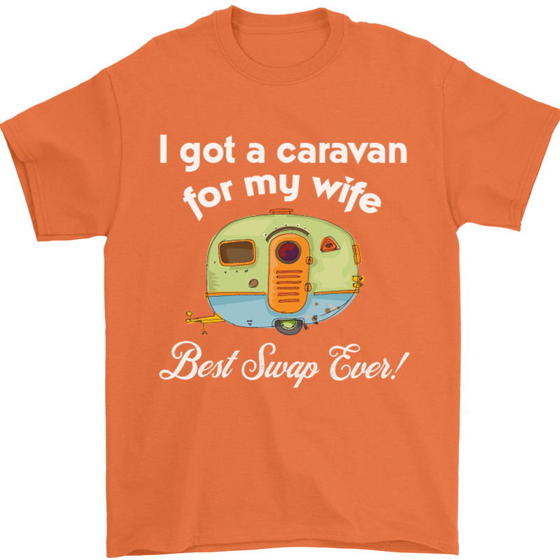 A Caravan for My Wife Caravanning Funny Mens T-Shirt Cotton Gildan Orange