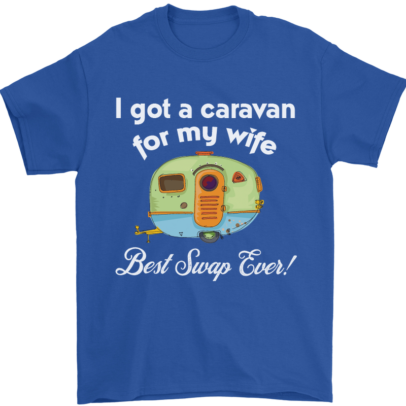 A Caravan for My Wife Caravanning Funny Mens T-Shirt Cotton Gildan Royal Blue