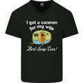 A Caravan for My Wife Caravanning Funny Mens V-Neck Cotton T-Shirt Black
