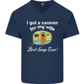 A Caravan for My Wife Caravanning Funny Mens V-Neck Cotton T-Shirt Navy Blue