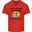 A Caravan for My Wife Caravanning Funny Mens V-Neck Cotton T-Shirt Red