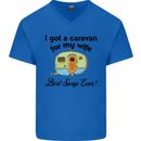 A Caravan for My Wife Caravanning Funny Mens V-Neck Cotton T-Shirt Royal Blue