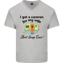 A Caravan for My Wife Caravanning Funny Mens V-Neck Cotton T-Shirt Sports Grey