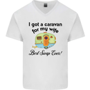 A Caravan for My Wife Caravanning Funny Mens V-Neck Cotton T-Shirt White