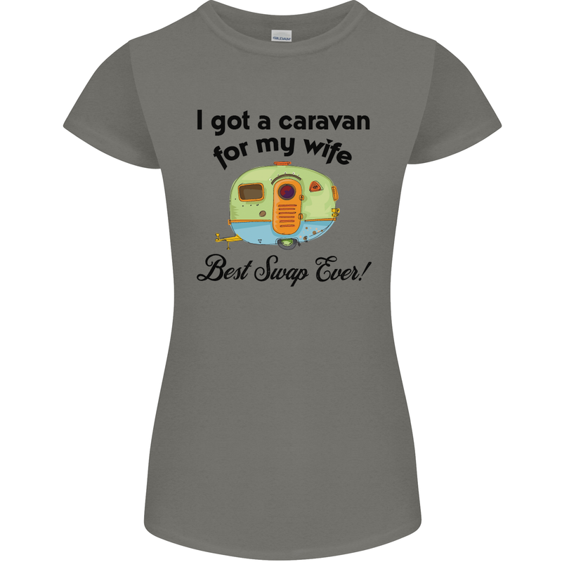A Caravan for My Wife Caravanning Funny Womens Petite Cut T-Shirt Charcoal