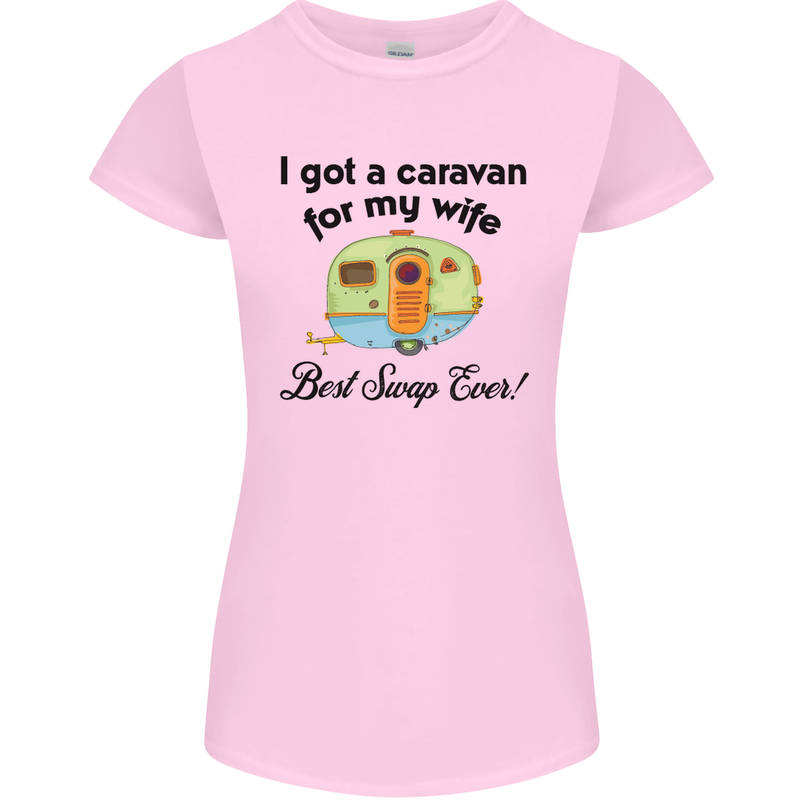 A Caravan for My Wife Caravanning Funny Womens Petite Cut T-Shirt Light Pink