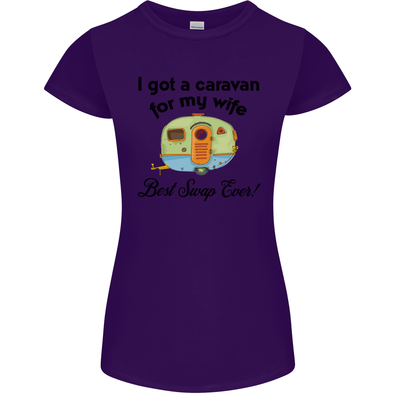 A Caravan for My Wife Caravanning Funny Womens Petite Cut T-Shirt Purple
