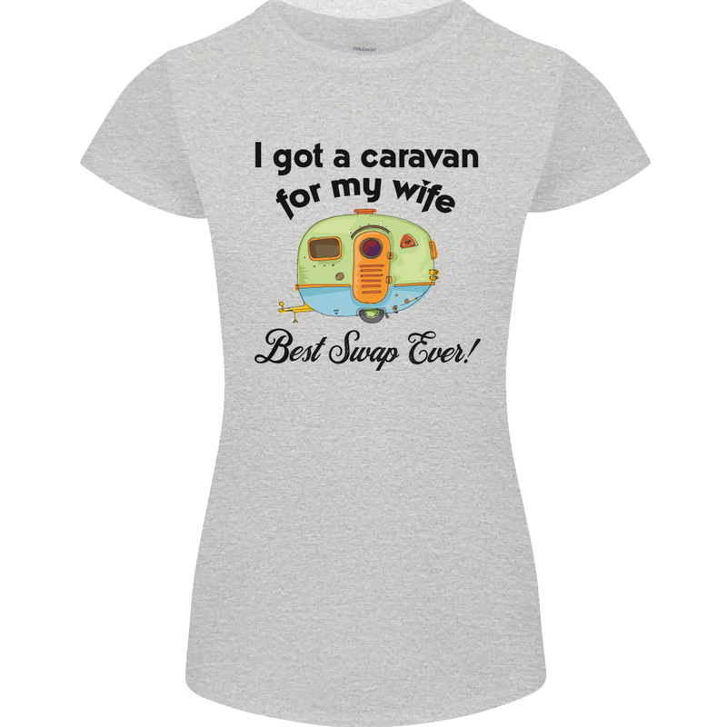A Caravan for My Wife Caravanning Funny Womens Petite Cut T-Shirt Sports Grey