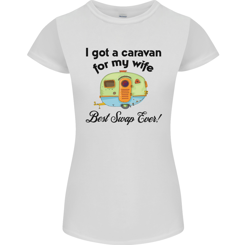 A Caravan for My Wife Caravanning Funny Womens Petite Cut T-Shirt White