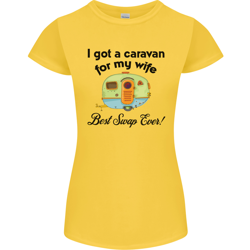 A Caravan for My Wife Caravanning Funny Womens Petite Cut T-Shirt Yellow
