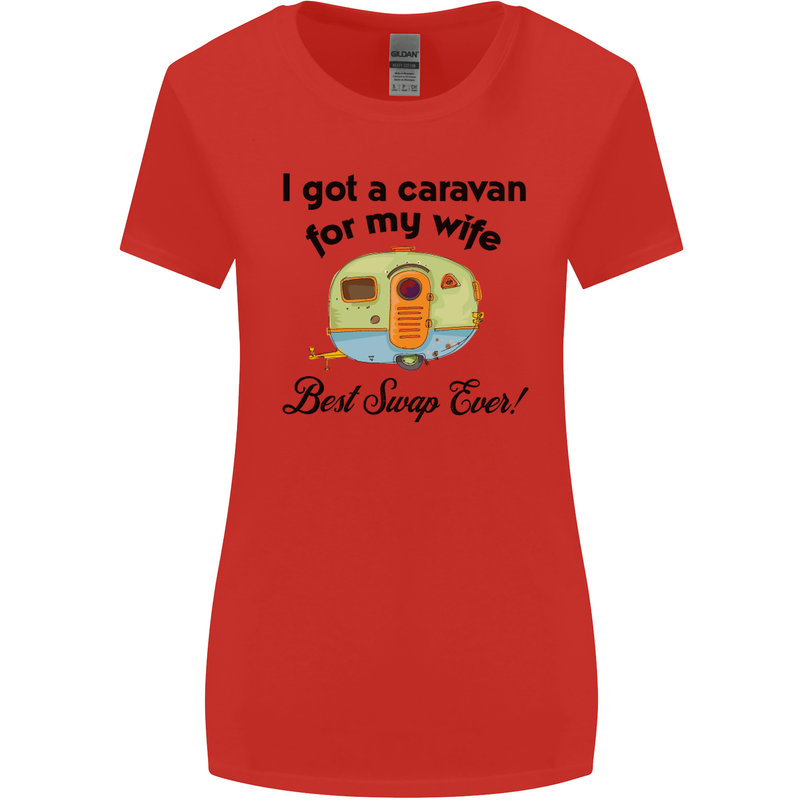 A Caravan for My Wife Caravanning Funny Womens Wider Cut T-Shirt Red