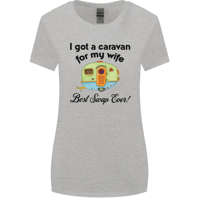 A Caravan for My Wife Caravanning Funny Womens Wider Cut T-Shirt Sports Grey