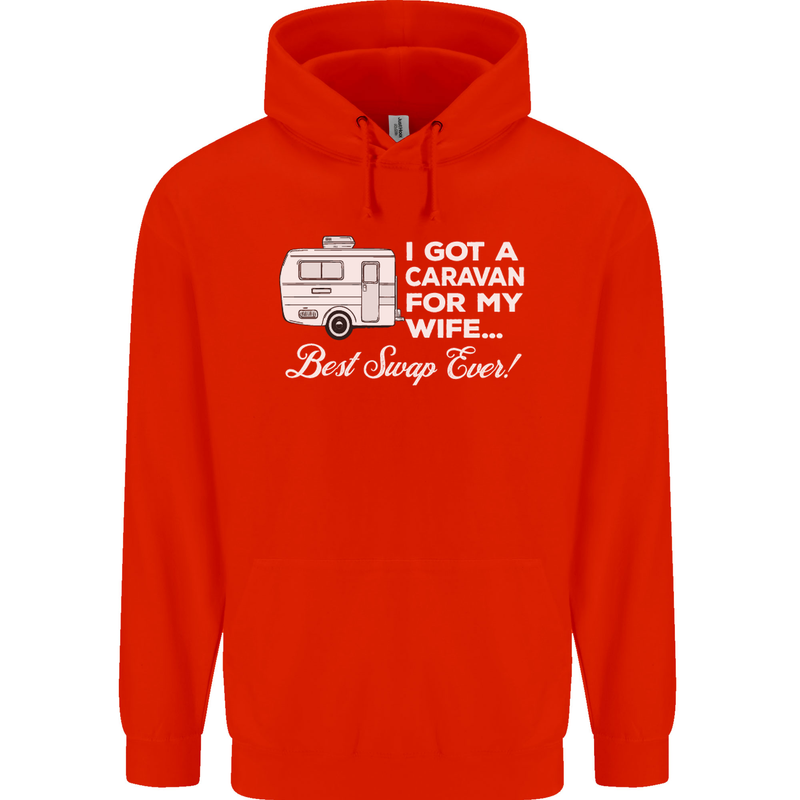 A Caravan for My Wife Funny Caravanning Mens 80% Cotton Hoodie Bright Red