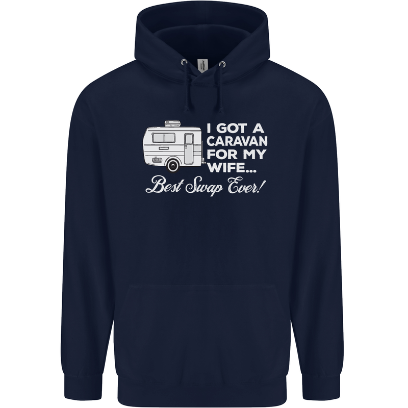 A Caravan for My Wife Funny Caravanning Mens 80% Cotton Hoodie Navy Blue