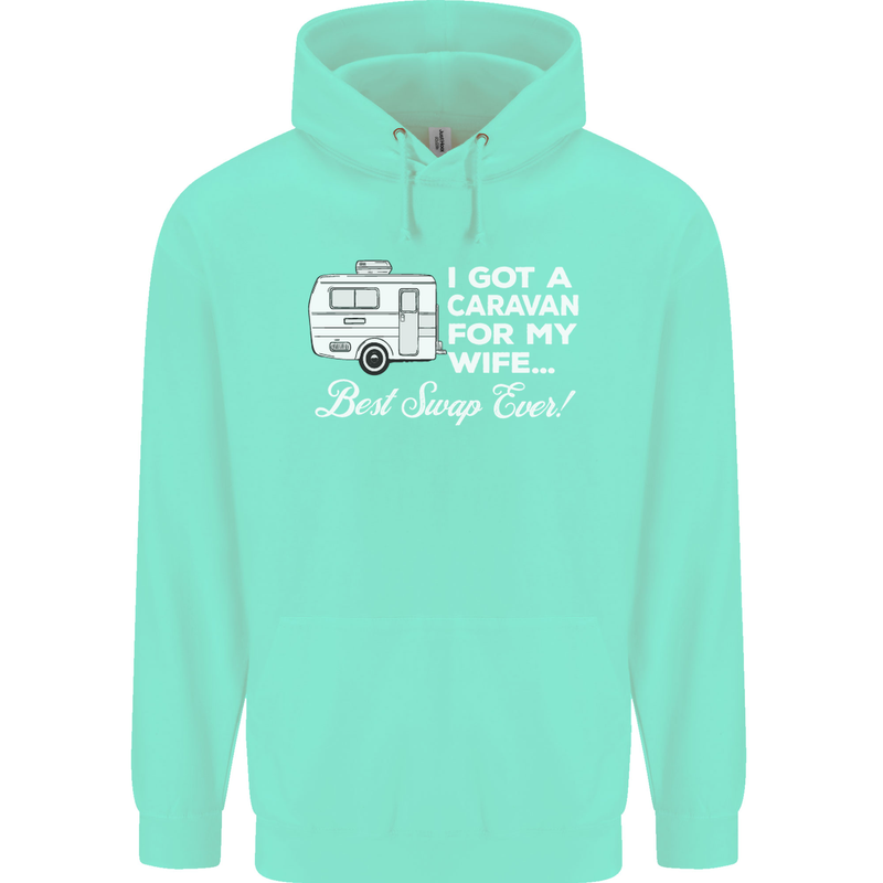 A Caravan for My Wife Funny Caravanning Mens 80% Cotton Hoodie Peppermint