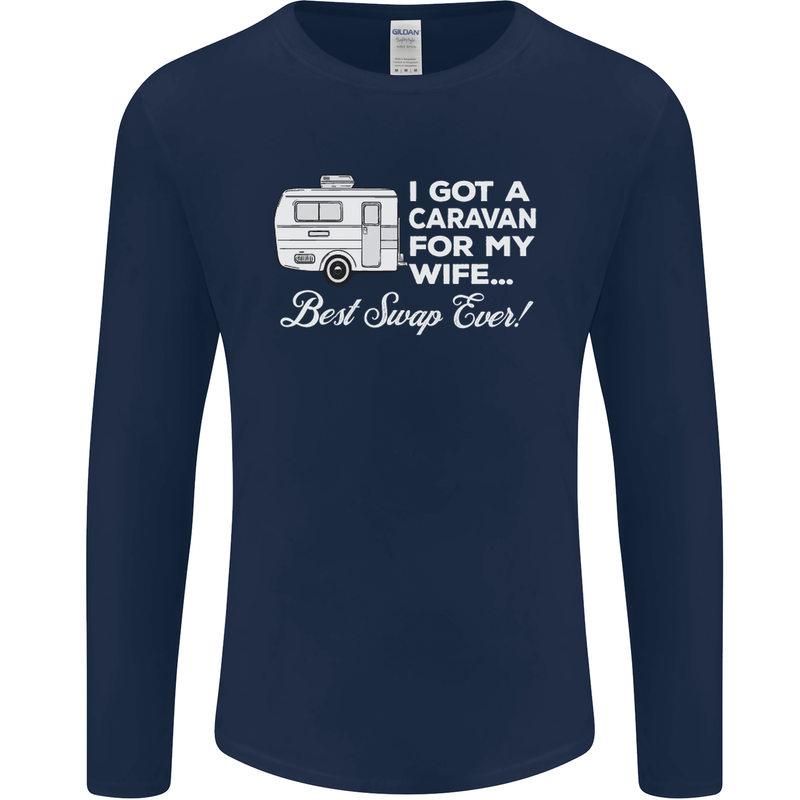 A Caravan for My Wife Funny Caravanning Mens Long Sleeve T-Shirt Navy Blue