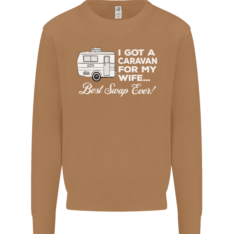 A Caravan for My Wife Funny Caravanning Mens Sweatshirt Jumper Caramel Latte